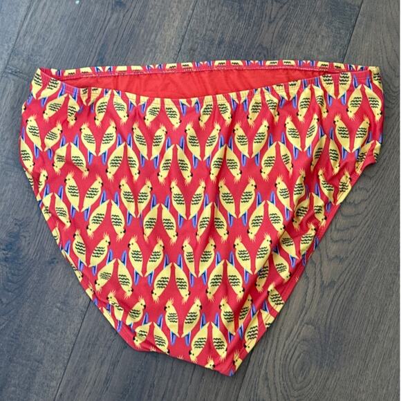 Modcloth The Franky Bird Whimsical High-Waisted Bikini Bottom Orange Plus 1X NWT - Picture 2 of 6